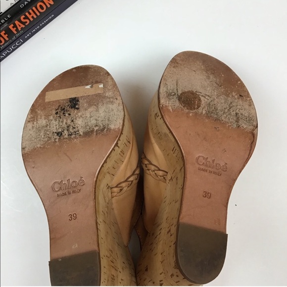 Chloe Wedges 39 Heels Brown Sandal Shoes Leather - Picture 6 of 8
